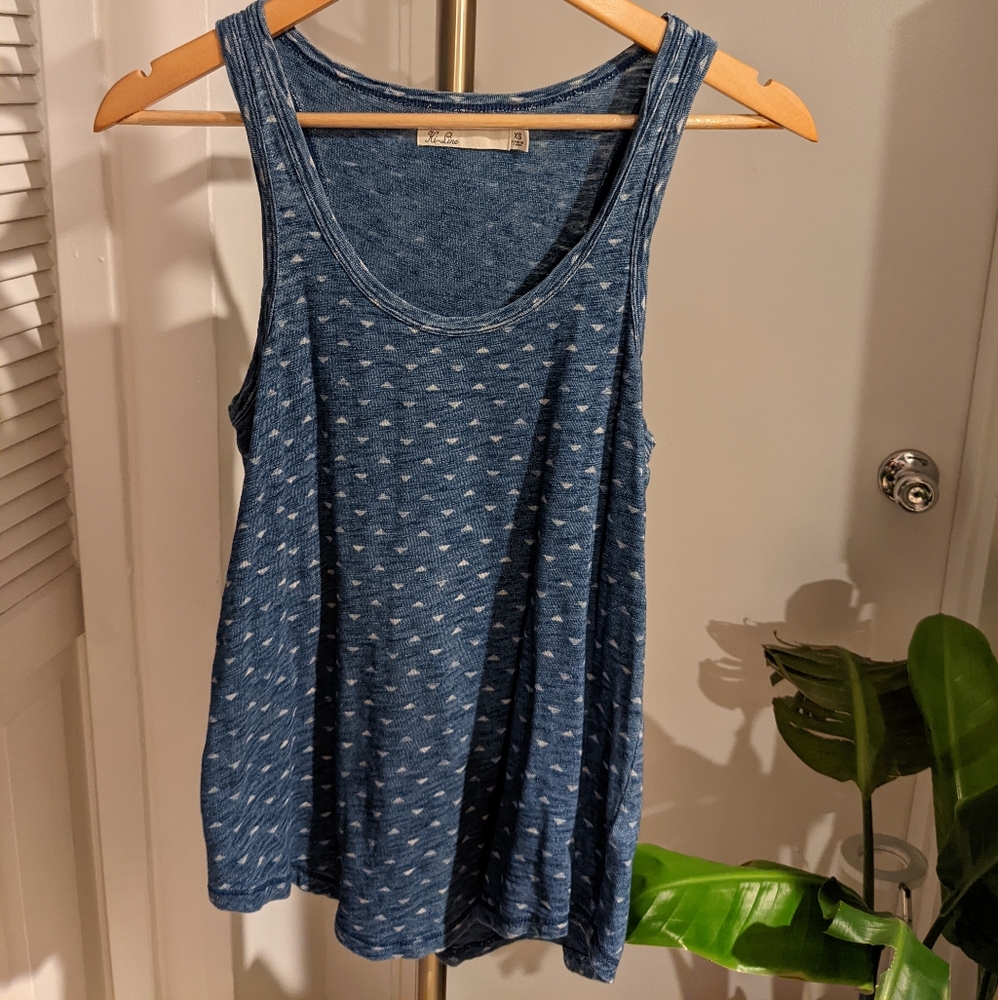 Blue denim like sleeveless tank top, sz xs